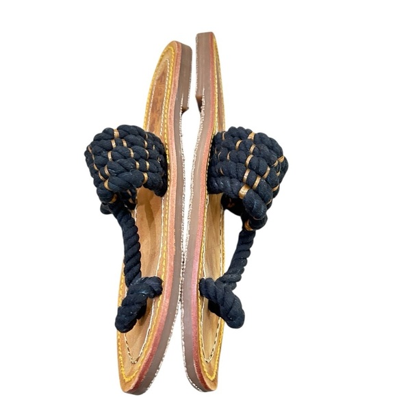 Free People Black & Tan casual Rope leather sole toe flat Sandals size EU 41 - Picture 6 of 9